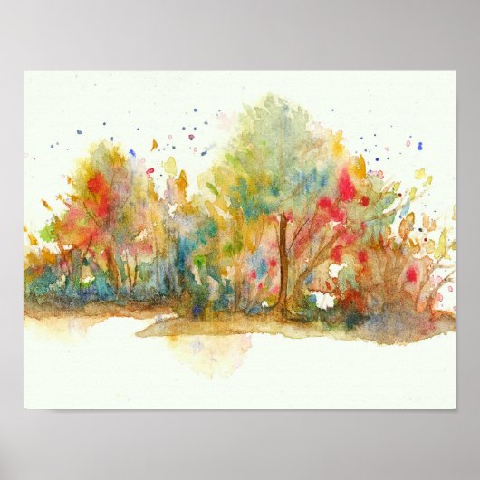 Waterverf Abstract Landschap Kunst Bomen Bos Poster (Voorkant)