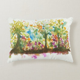 Waterverf Abstract landschap Kunstbomen bos Accent Kussen