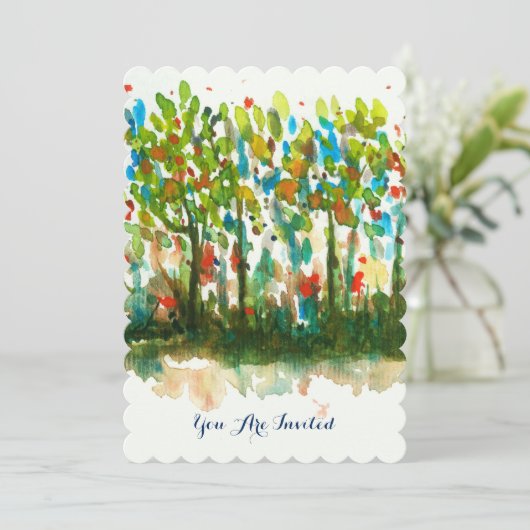 Waterverf Abstract landschap Kunstbomen bos Kaart (Staand voorkant)
