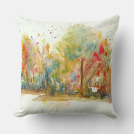 Waterverf Abstract landschap Kunstbomen bos Kussen