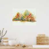 Waterverf Abstract landschap Kunstbomen bos Poster (Keuken)