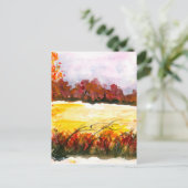 Waterverf Abstract landschap najaarbomen Briefkaart (Staand voorkant)
