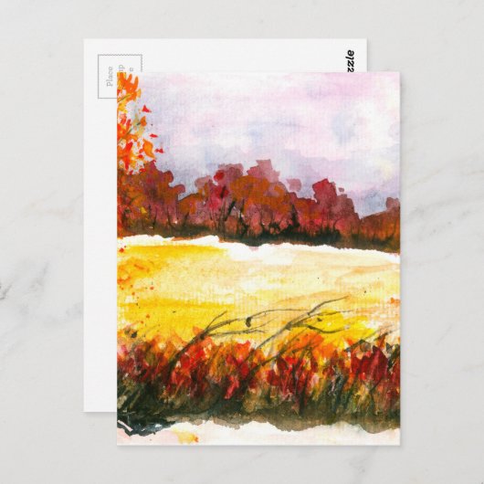 Waterverf Abstract landschap najaarbomen Briefkaart (Voorkant / Achterkant)