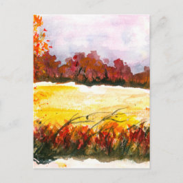 Waterverf Abstract landschap najaarbomen Briefkaart