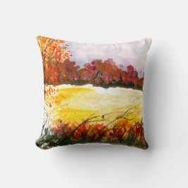 Waterverf Abstract landschap najaarbomen Kussen