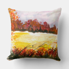 Waterverf Abstract landschap najaarbomen Kussen