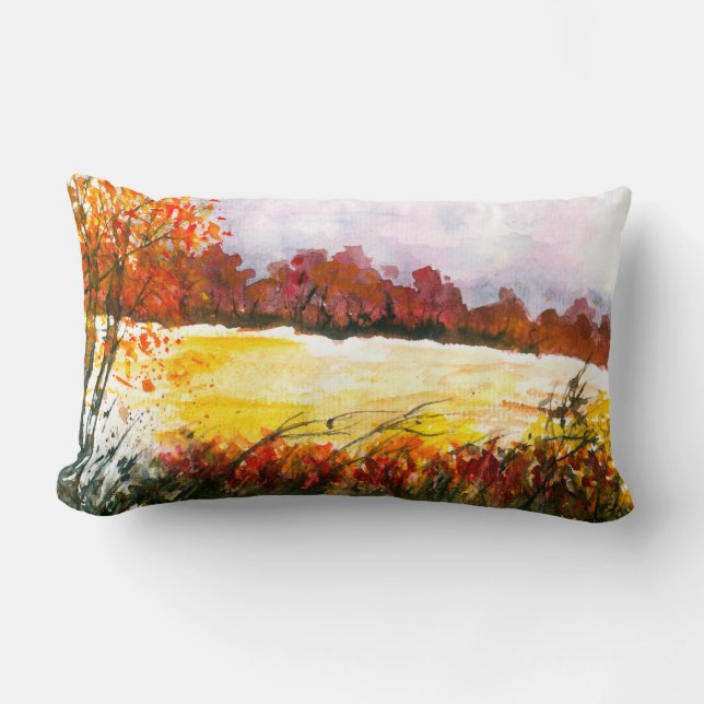 Waterverf Abstract landschap najaarbomen Kussen (Voorkant)