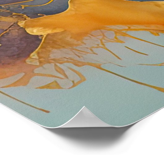 Waterverf Abstract Landschap Schilderen Goud 3:4 Poster (Hoek)