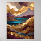 Waterverf Abstract Landschap Schilderen Goud 3:4 Poster (Voorkant)