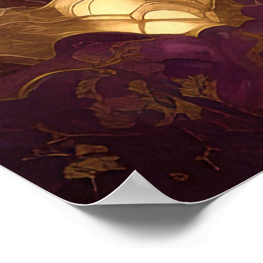 Waterverf Abstract Landschap Schilderen Goud 3:4 Poster (Hoek)