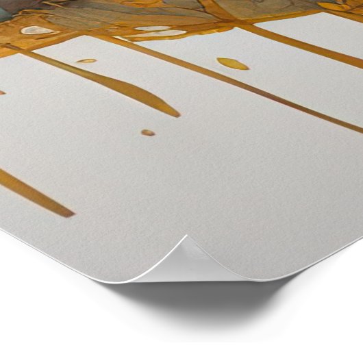 Waterverf Abstract Landschap Schilderen Goud 3:4 Poster (Hoek)