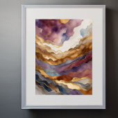 Waterverf Abstract Landschap Schilderen Goud 3:4 Poster
