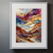 Waterverf Abstract Landschap Schilderen Goud 3:4 Poster