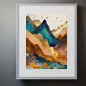 Waterverf Abstract Landschap Schilderen Goud 3:4 Poster