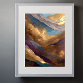 Waterverf Abstract Landschap Schilderen Goud 3:4 Poster