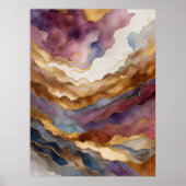 Waterverf Abstract Landschap Schilderen Goud 3:4 Poster (Voorkant)