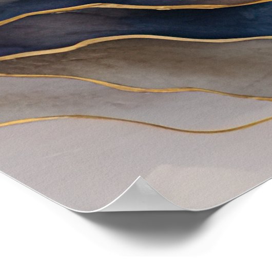 Waterverf Abstract Landschap Schilderen Goud 3:4 Poster (Hoek)