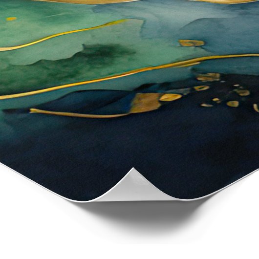 Waterverf Abstract Landschap Schilderen Goud 4:3 Poster (Hoek)