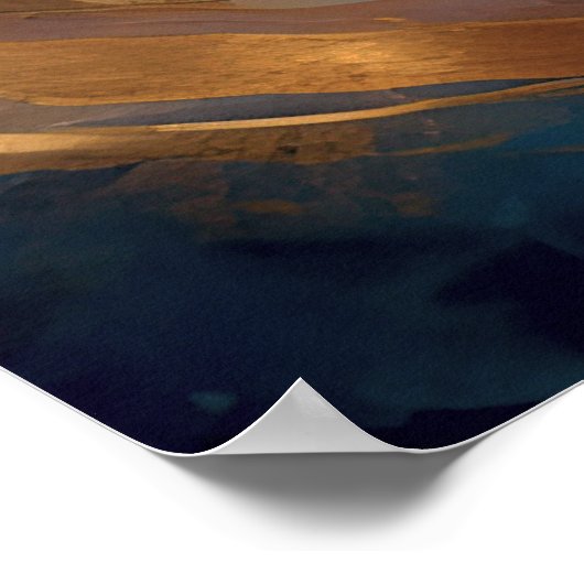 Waterverf Abstract Landschap Schilderen Goud 4:3 Poster (Hoek)