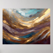 Waterverf Abstract Landschap Schilderen Goud 4:3 Poster (Voorkant)