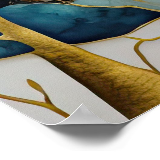 Waterverf Abstract Landschap Schilderen Goud 4:3 Poster (Hoek)