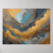 Waterverf Abstract Landschap Schilderen Goud 4:3 Poster (Voorkant)