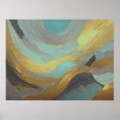 Waterverf Abstract Landschap Schilderen Goud 4:3 Poster (Voorkant)