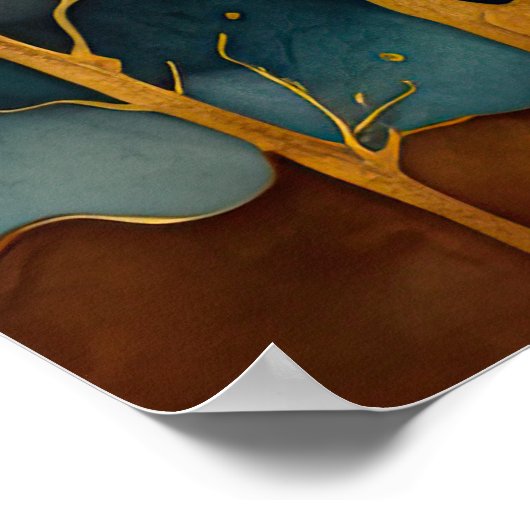 Waterverf Abstract Landschap Schilderen Goud 4:3 Poster (Hoek)