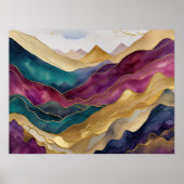 Waterverf Abstract Landschap Schilderen Goud 4:3 Poster (Voorkant)