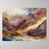 Waterverf Abstract Landschap Schilderen Goud 4:3 Poster (Voorkant)