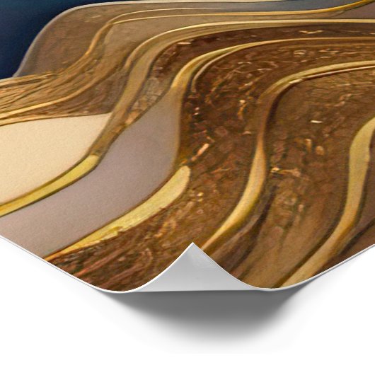 Waterverf Abstract Landschap Schilderen Goud 4:3 Poster (Hoek)