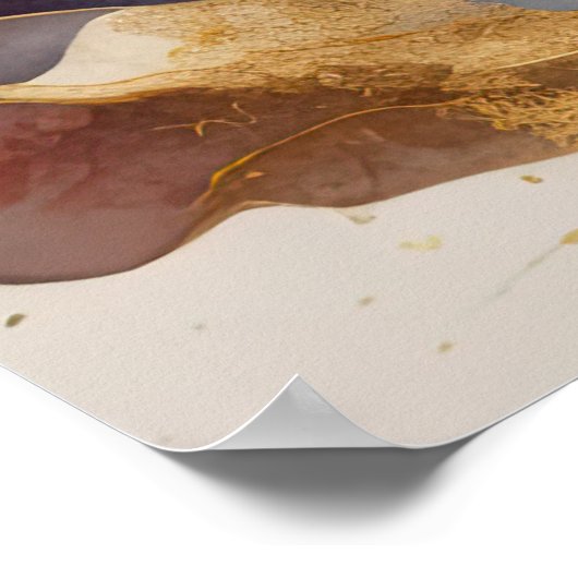 Waterverf Abstract Landschap Schilderen Goud 4:3 Poster (Hoek)