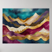 Waterverf Abstract Landschap Schilderen Goud 4:3 Poster (Voorkant)