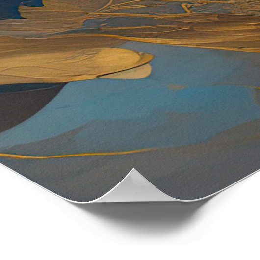 Waterverf Abstract Landschap Schilderen Goud 4:3 Poster (Hoek)