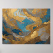 Waterverf Abstract Landschap Schilderen Goud 4:3 Poster (Voorkant)