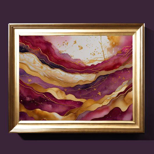 Waterverf Abstract Landschap Schilderen Goud 4:3 Poster