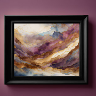 Waterverf Abstract Landschap Schilderen Goud 4:3 Poster