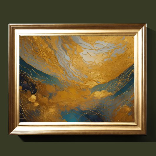 Waterverf Abstract Landschap Schilderen Goud 4:3 Poster