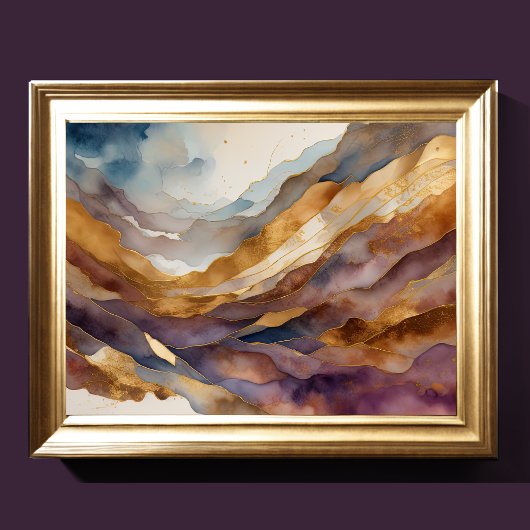 Waterverf Abstract Landschap Schilderen Goud 4:3 Poster
