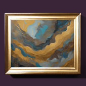Waterverf Abstract Landschap Schilderen Goud 4:3 Poster