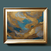 Waterverf Abstract Landschap Schilderen Goud 4:3 Poster
