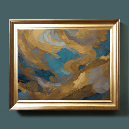 Waterverf Abstract Landschap Schilderen Goud 4:3 Poster