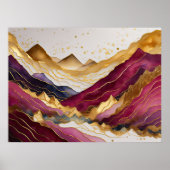 Waterverf Abstract Landschap Schilderen Goud 4:3 Poster (Voorkant)