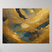 Waterverf Abstract Landschap Schilderen Goud 4:3 Poster (Voorkant)
