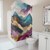 Waterverf Abstract Landschap Schilderen Goud Douchegordijn (In situ)