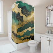 Waterverf Abstract Landschap Schilderen Goud Douchegordijn (In situ)