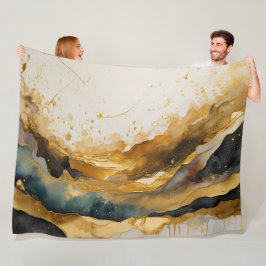 Waterverf Abstract Landschap Schilderen Goud Fleece Deken