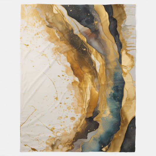 Waterverf Abstract Landschap Schilderen Goud Fleece Deken (Voorkant)