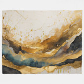 Waterverf Abstract Landschap Schilderen Goud Fleece Deken (Voorkant (Horizontaal))