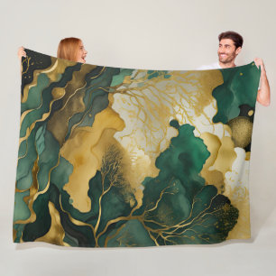 Waterverf Abstract Landschap Schilderen Goud Fleece Deken
